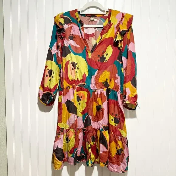Marine Layer Elise Mini Dress Abstract Floral Size Large - Picture 2 of 8
